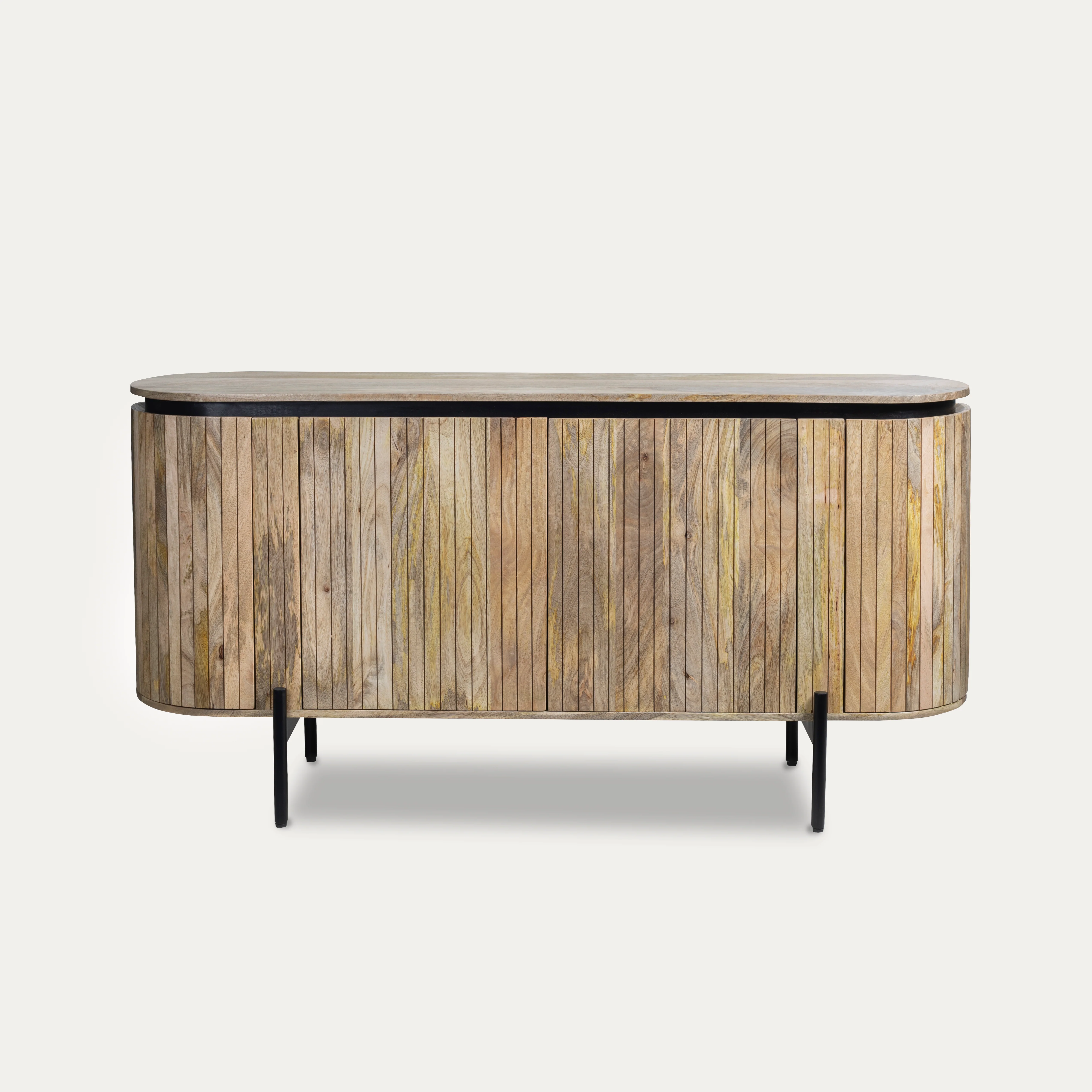 Solid Mango Wood Sideboard Natural Brown with Fluted Front 160 cm – Reno - Image 12