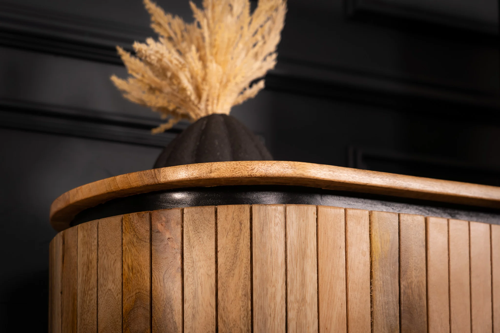 Solid Mango Wood TV Unit Natural Brown with Fluted Front 200 cm – Reno - Image 5