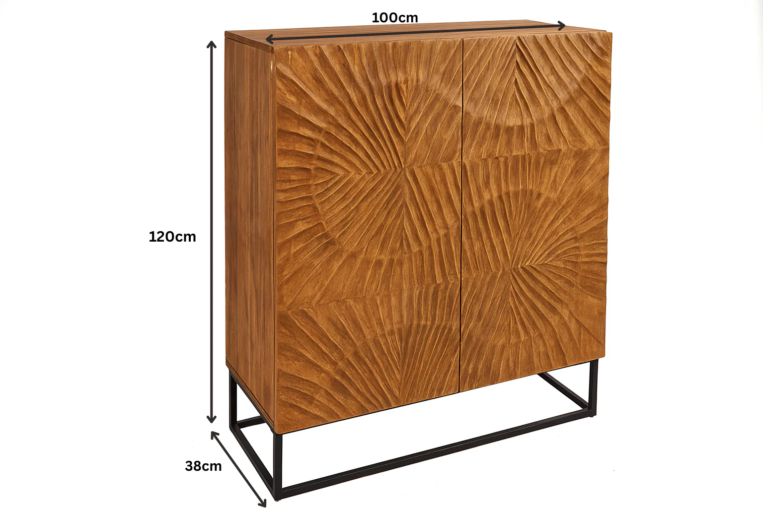 Solid Mango Wood Cabinet Natural Brown 120 cm with 3D Carved Front – Scorpion - Image 10