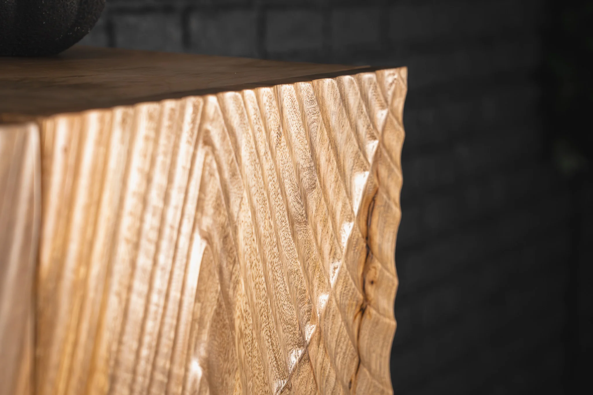 Solid Mango Wood Cabinet Natural Brown 120 cm with 3D Carved Front – Scorpion - Image 5