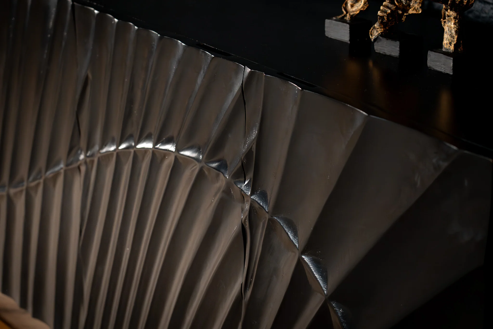 Solid Mango Wood Sideboard Black 177 cm – Scorpion 3D Carved Front - Image 4