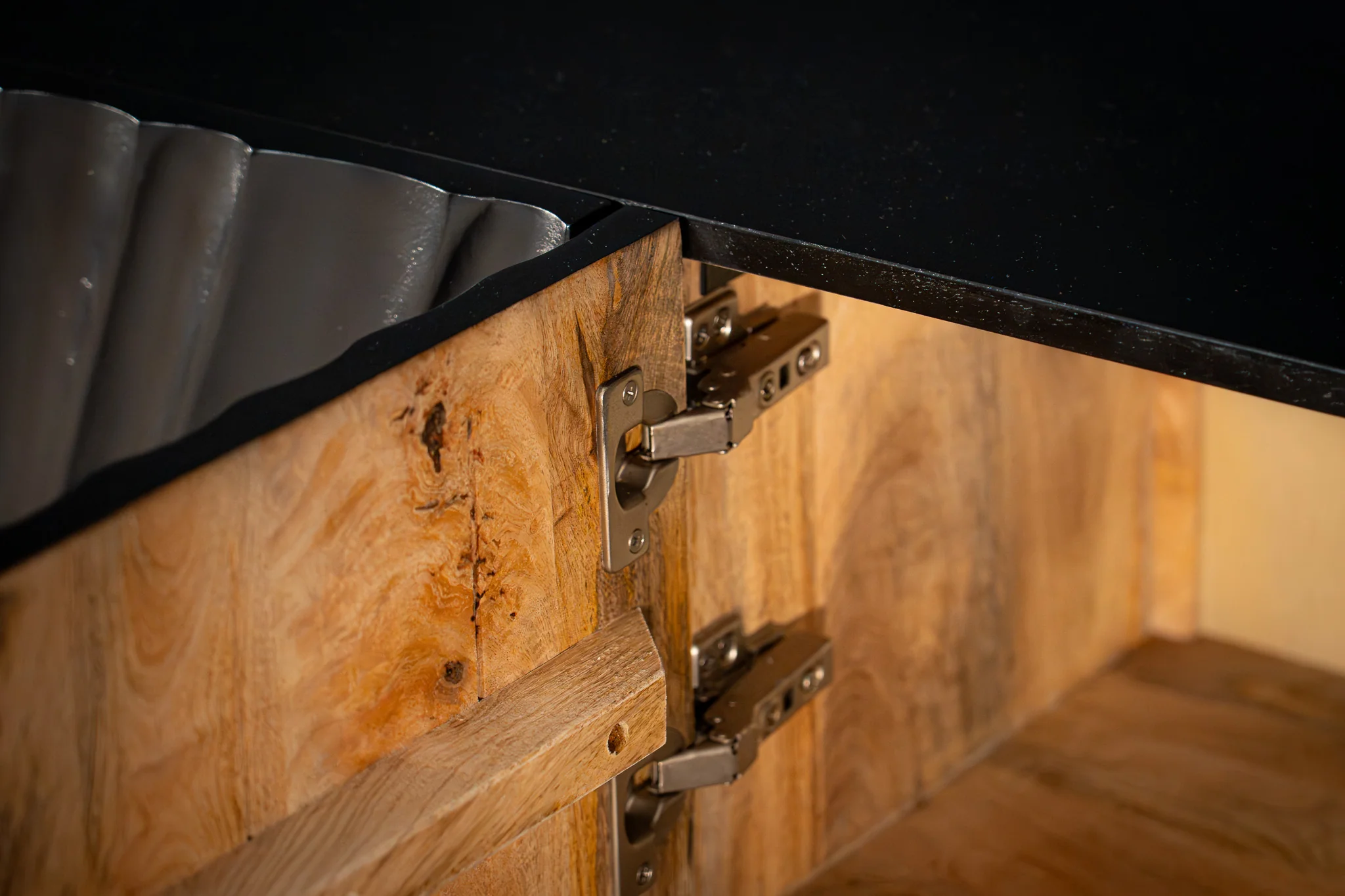 Solid Mango Wood Sideboard Black 177 cm – Scorpion 3D Carved Front - Image 7