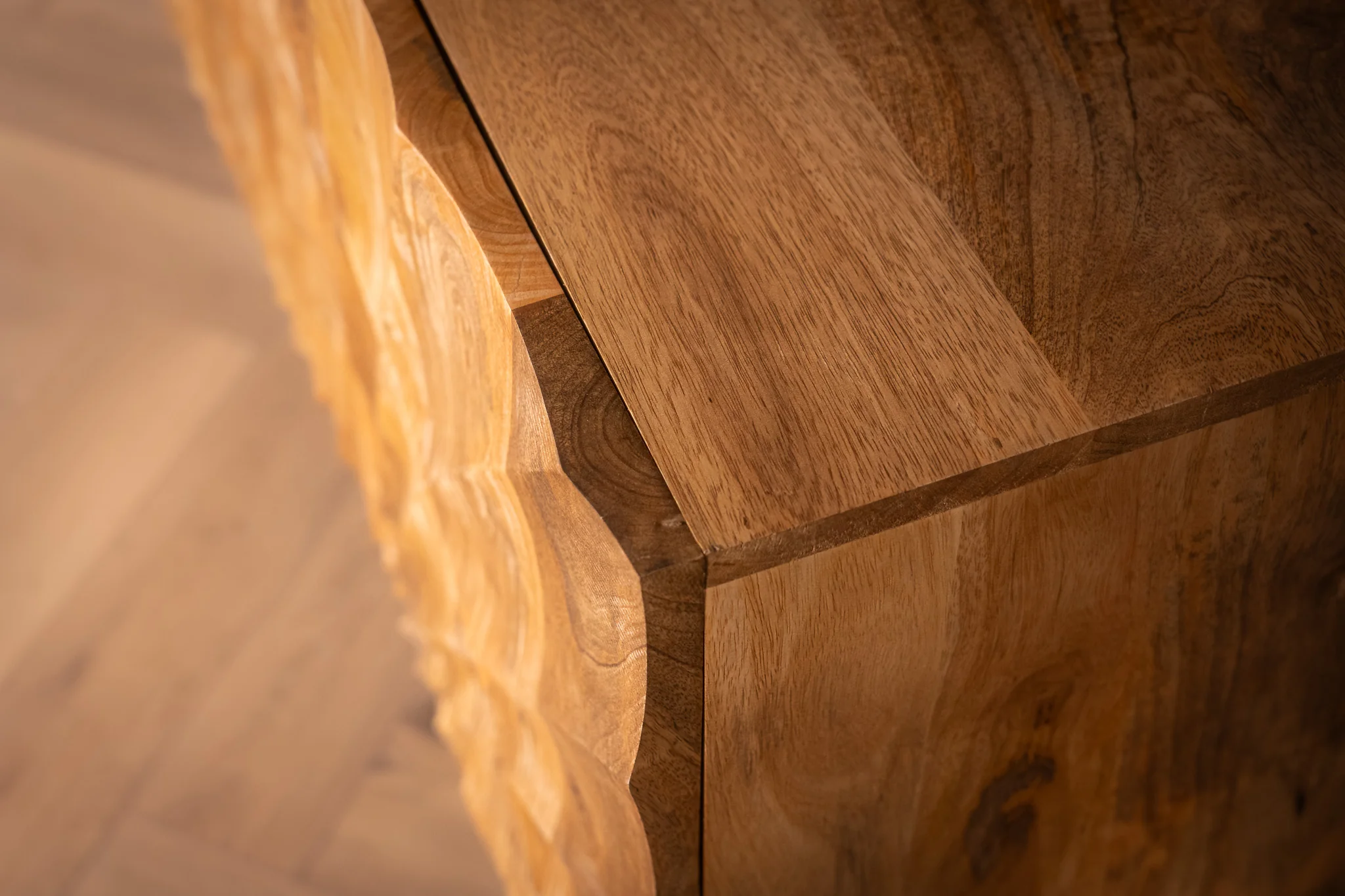 Solid Mango Wood Sideboard Natural Brown 177 cm – Scorpion 3D Carved Fronts - Image 8