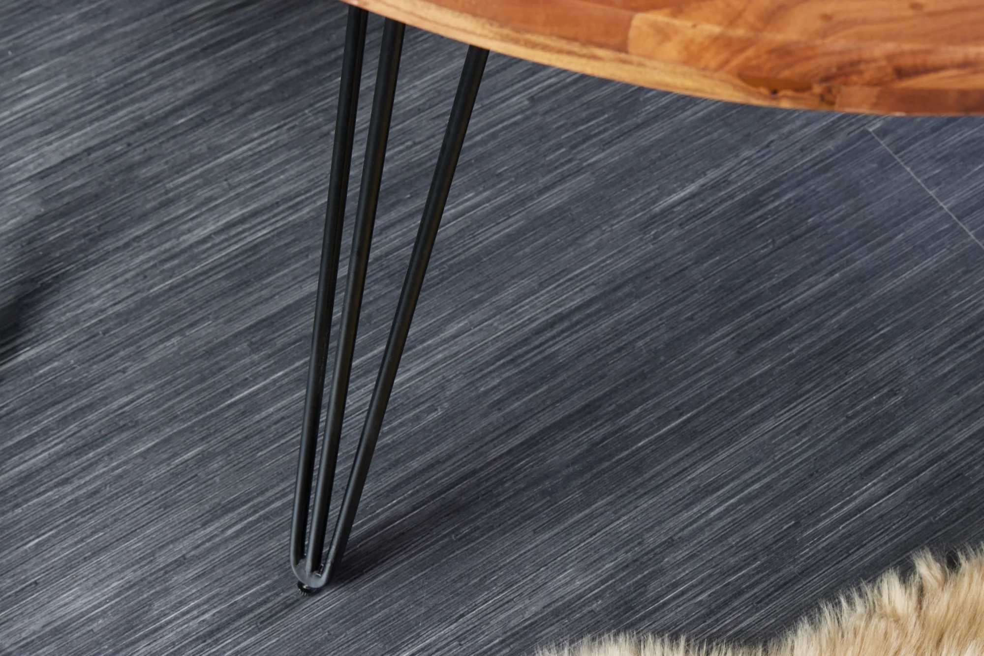 Solid Acacia Wood Round Dining Table 120 cm – Scorpion Hairpin Legs - Image 4