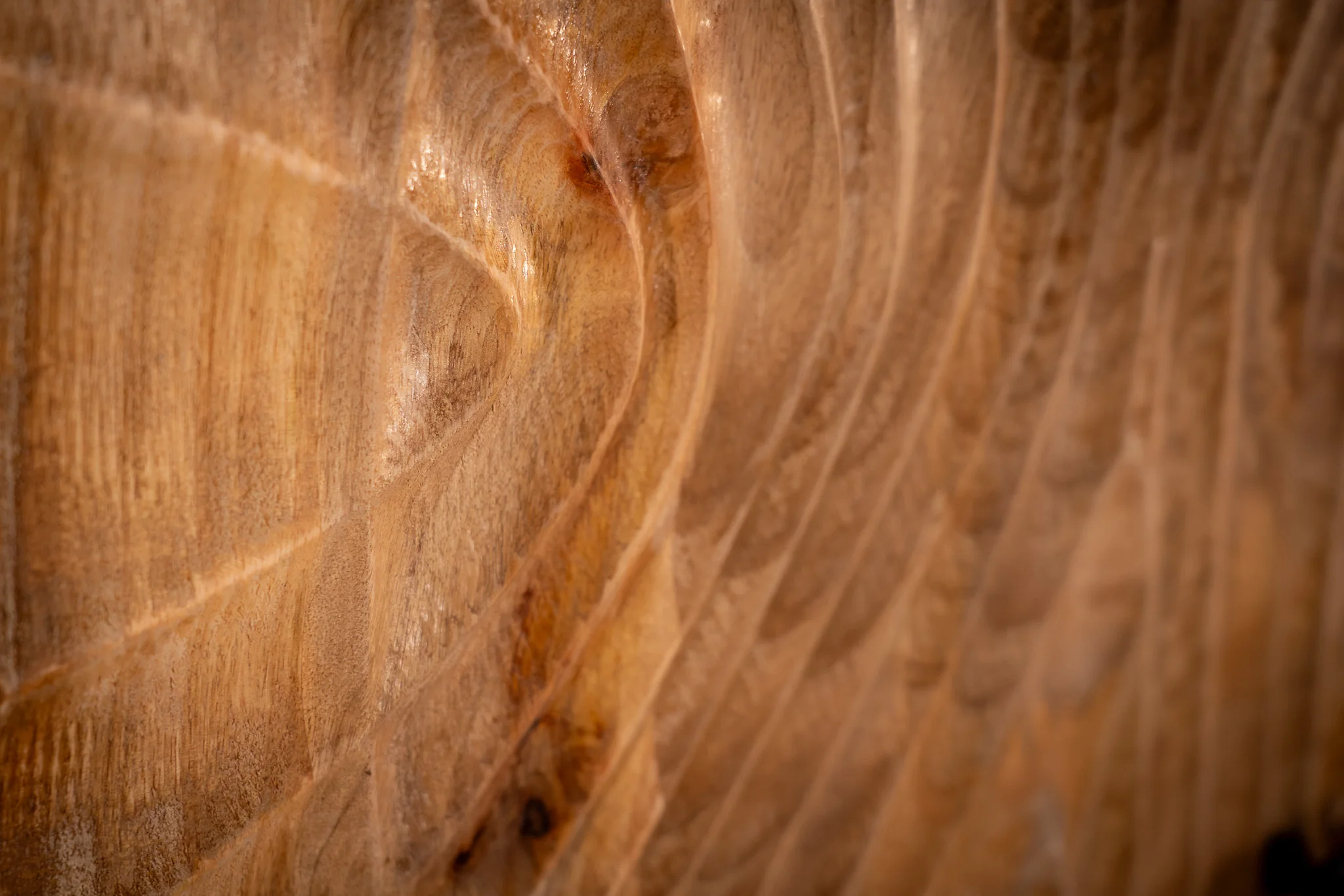 Solid Mango Wood Cabinet Natural Brown 178 cm with 3D Carved Front – Scorpion - Image 7