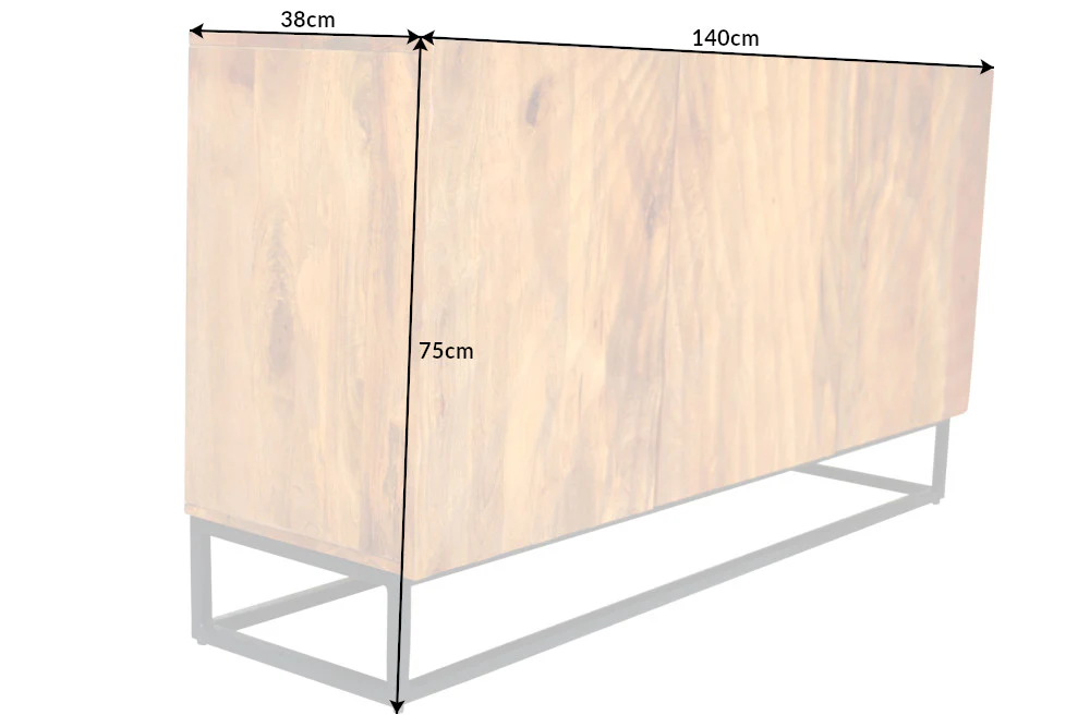 Solid Mango Wood Sideboard Natural Brown 140 cm – Scorpion 3D Carved Fronts - Image 10