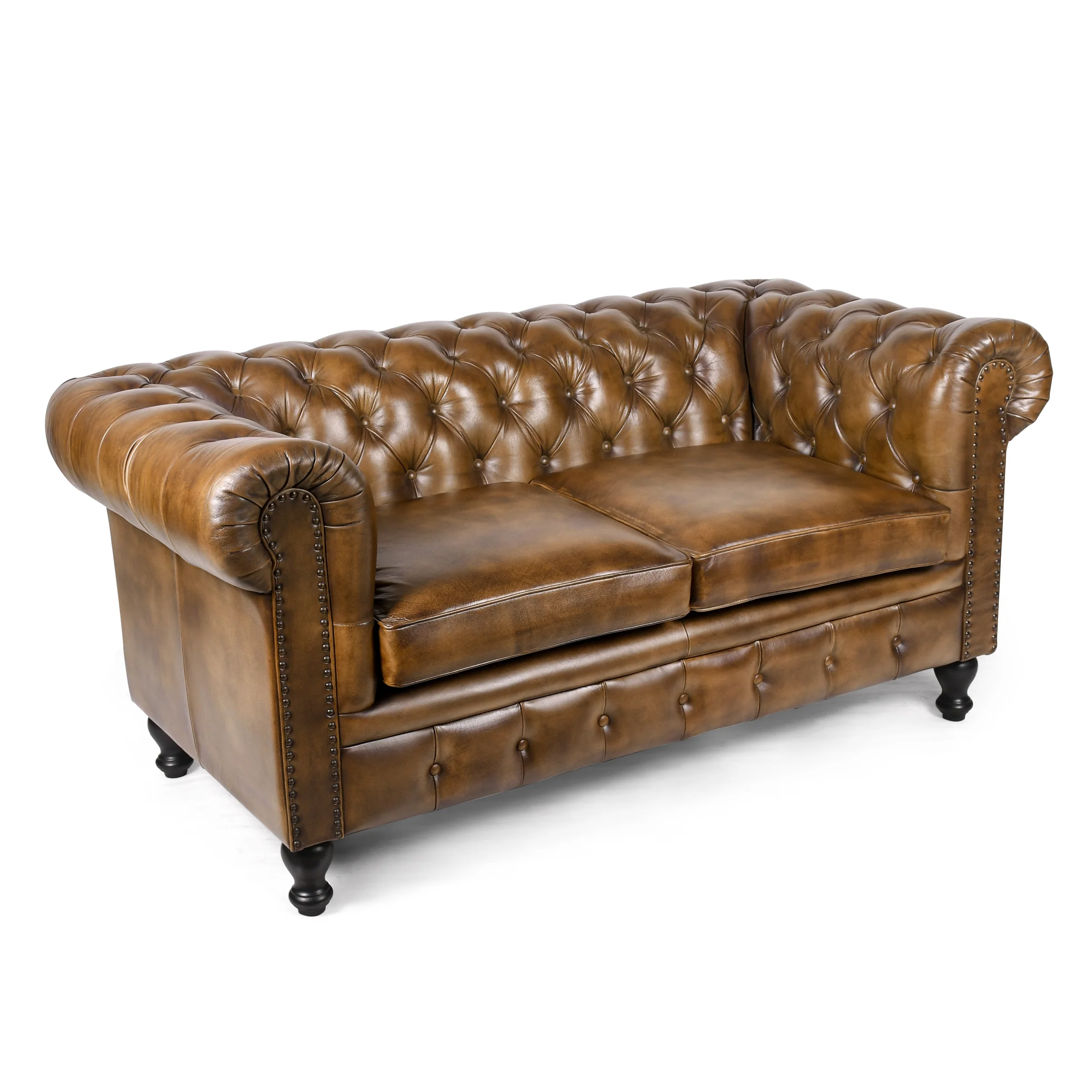 Chesterfield Genuine Leather 2 Seater Sofa 158 cm – Stratford Antique Brown - Image 3