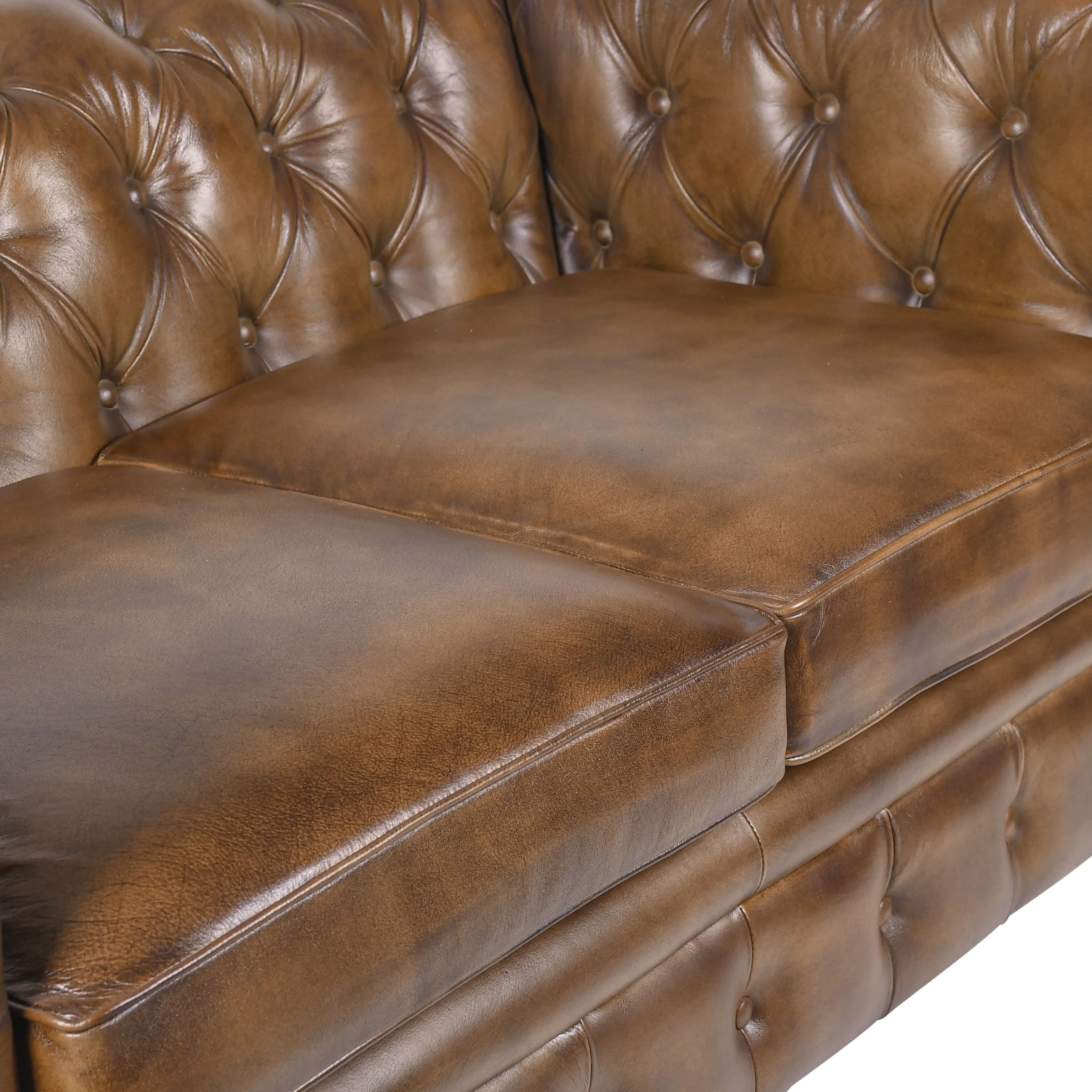 Chesterfield Genuine Leather 2 Seater Sofa 158 cm – Stratford Antique Brown - Image 5