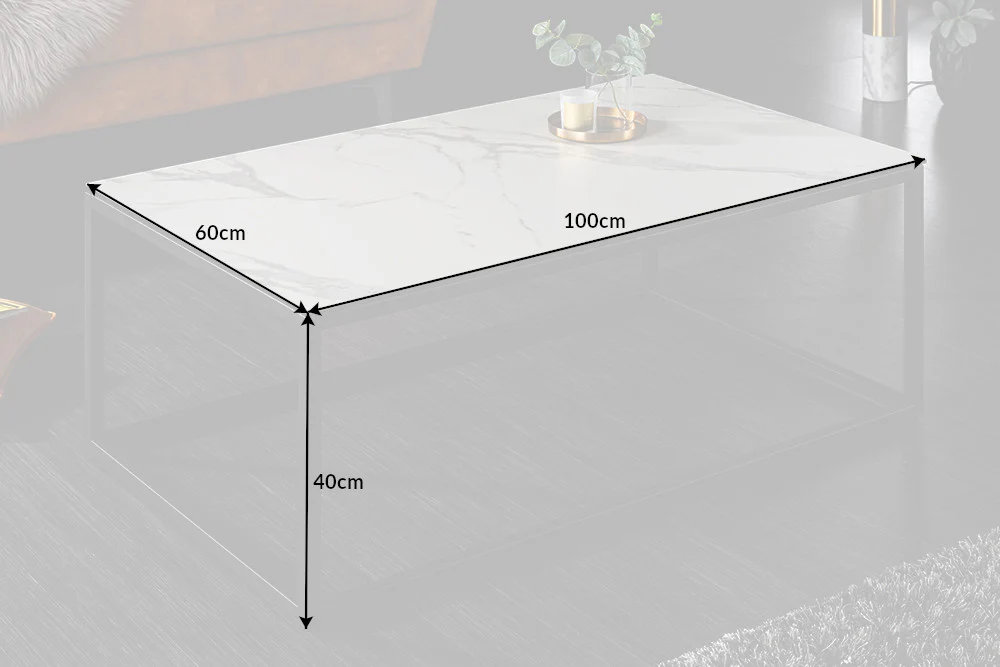 Ceramic Marble Coffee Table White 100 cm – Symbiose - Image 3