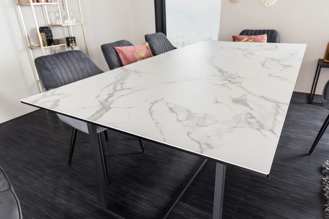 Symbiose Modern Ceramic Dining Table in Marble Look 200 cm - Image 3