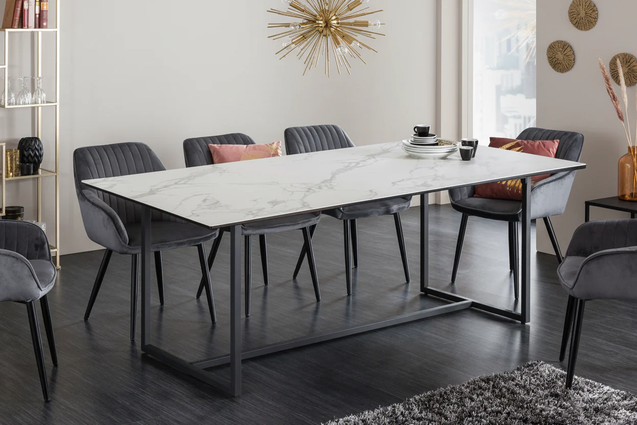 Symbiose Modern Ceramic Dining Table in Marble Look 200 cm - Image 5