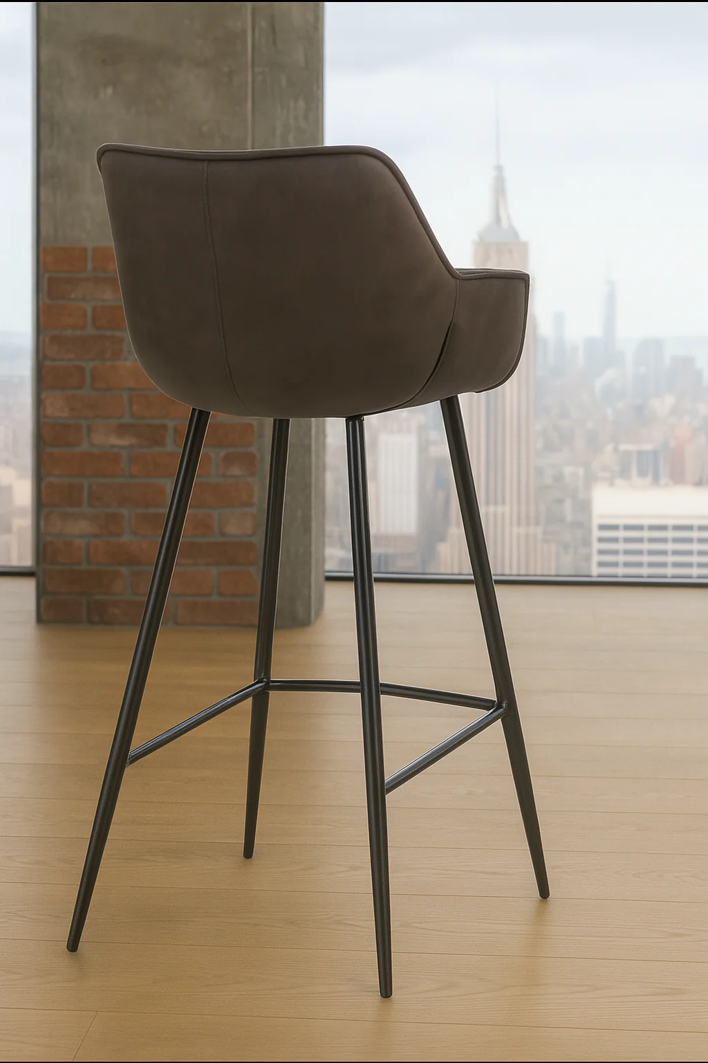 Retro Bar Stool Antique Grey with Footrest – Dutch - Image 3