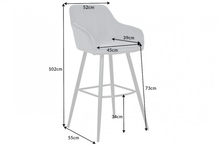 Velvet Bar Stool Silver Grey with Stitching – Turin - Image 7