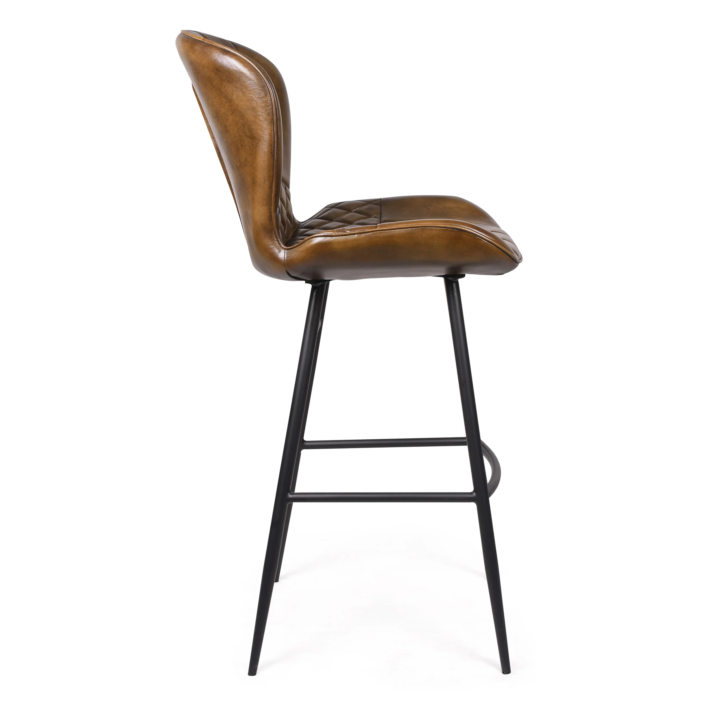 Genuine Leather Bar Stool Antique Brown with Black Legs – Valencia Curve - Image 11