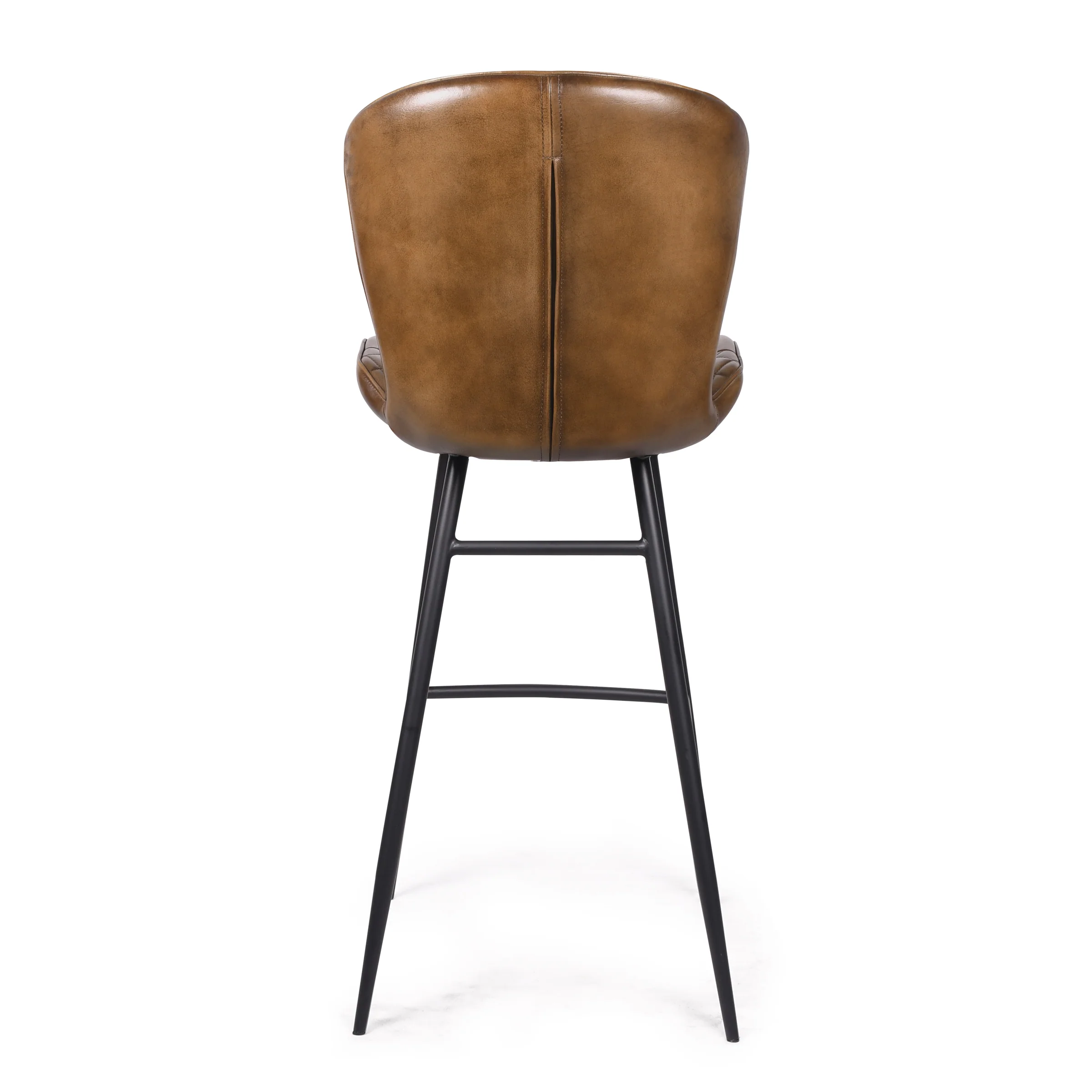 Genuine Leather Bar Stool Antique Brown with Black Legs – Valencia Curve - Image 12