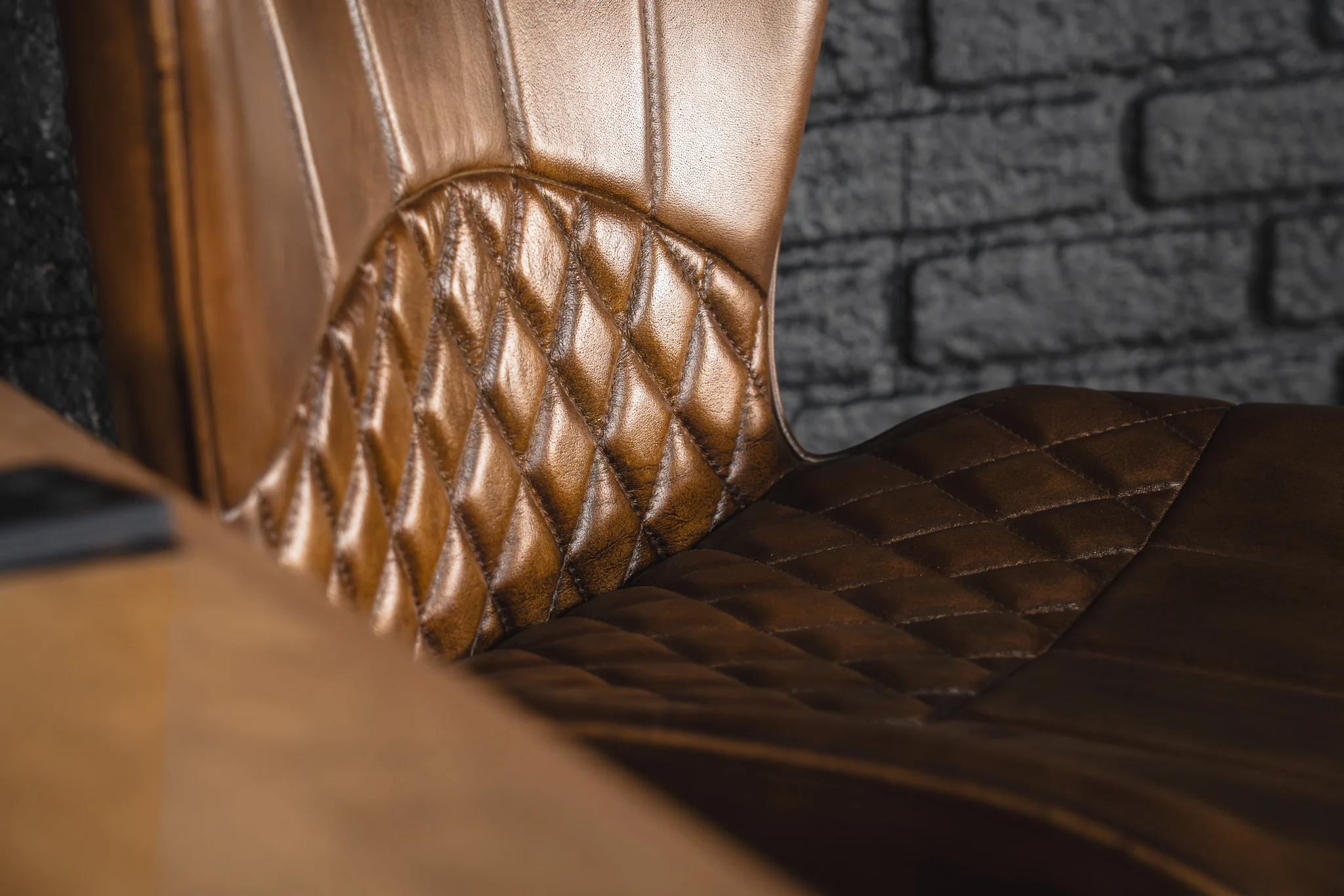 Genuine Leather Bar Stool Antique Brown with Black Legs – Valencia Curve - Image 7