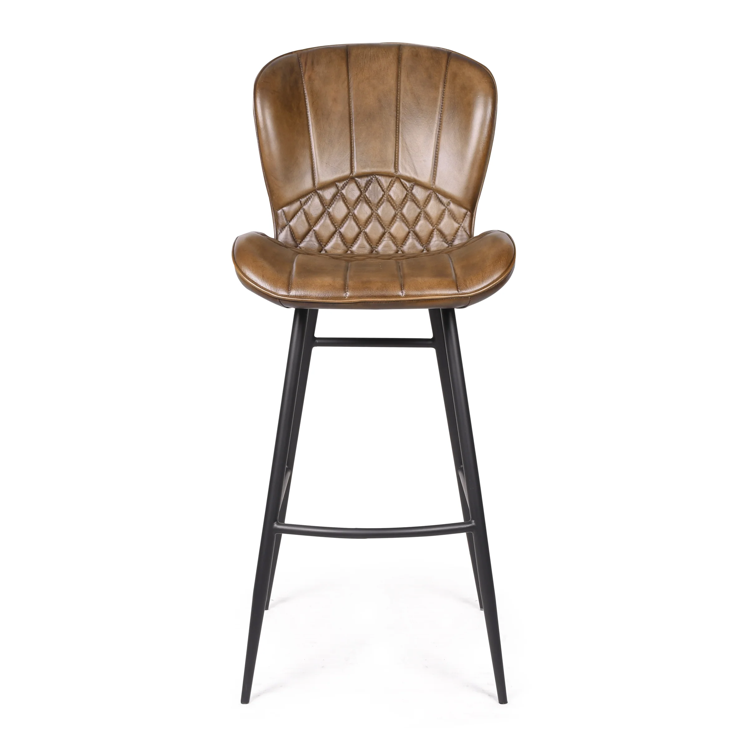 Genuine Leather Bar Stool Antique Brown with Black Legs – Valencia Curve - Image 9