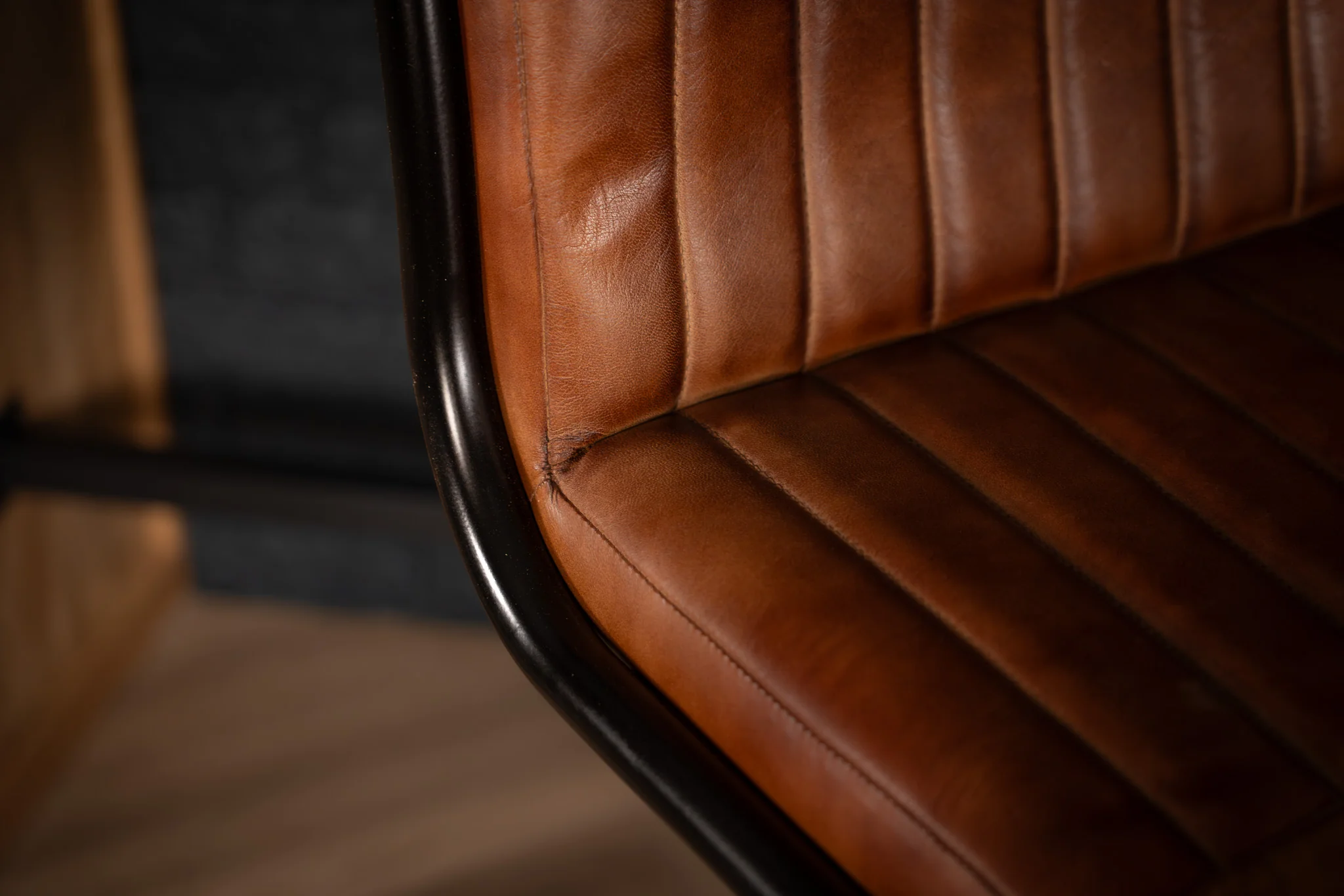 Genuine Leather Cantilever Bar Stool Brown – Veneto - Image 5