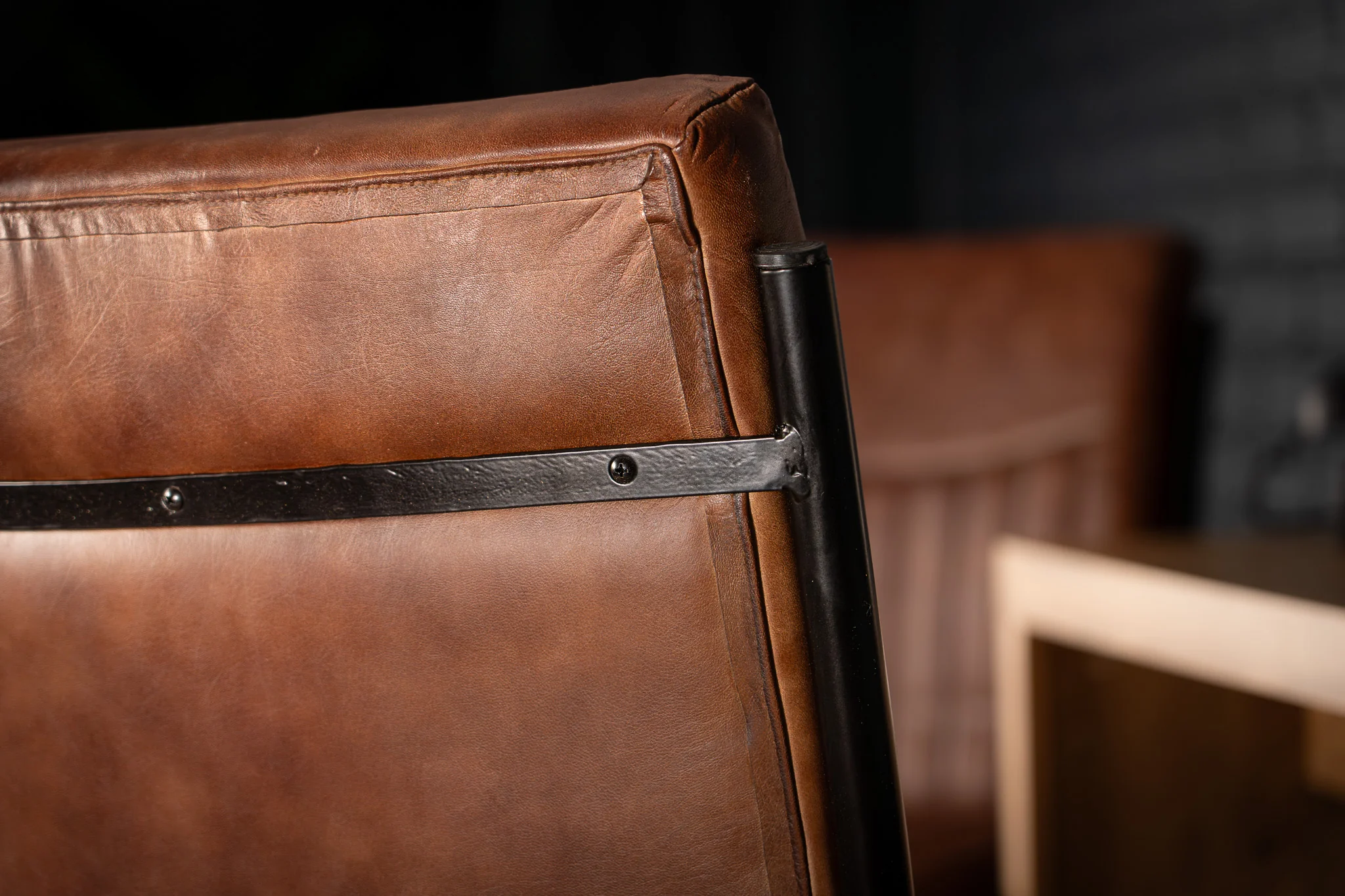 Genuine Leather Cantilever Bar Stool Brown – Veneto - Image 9