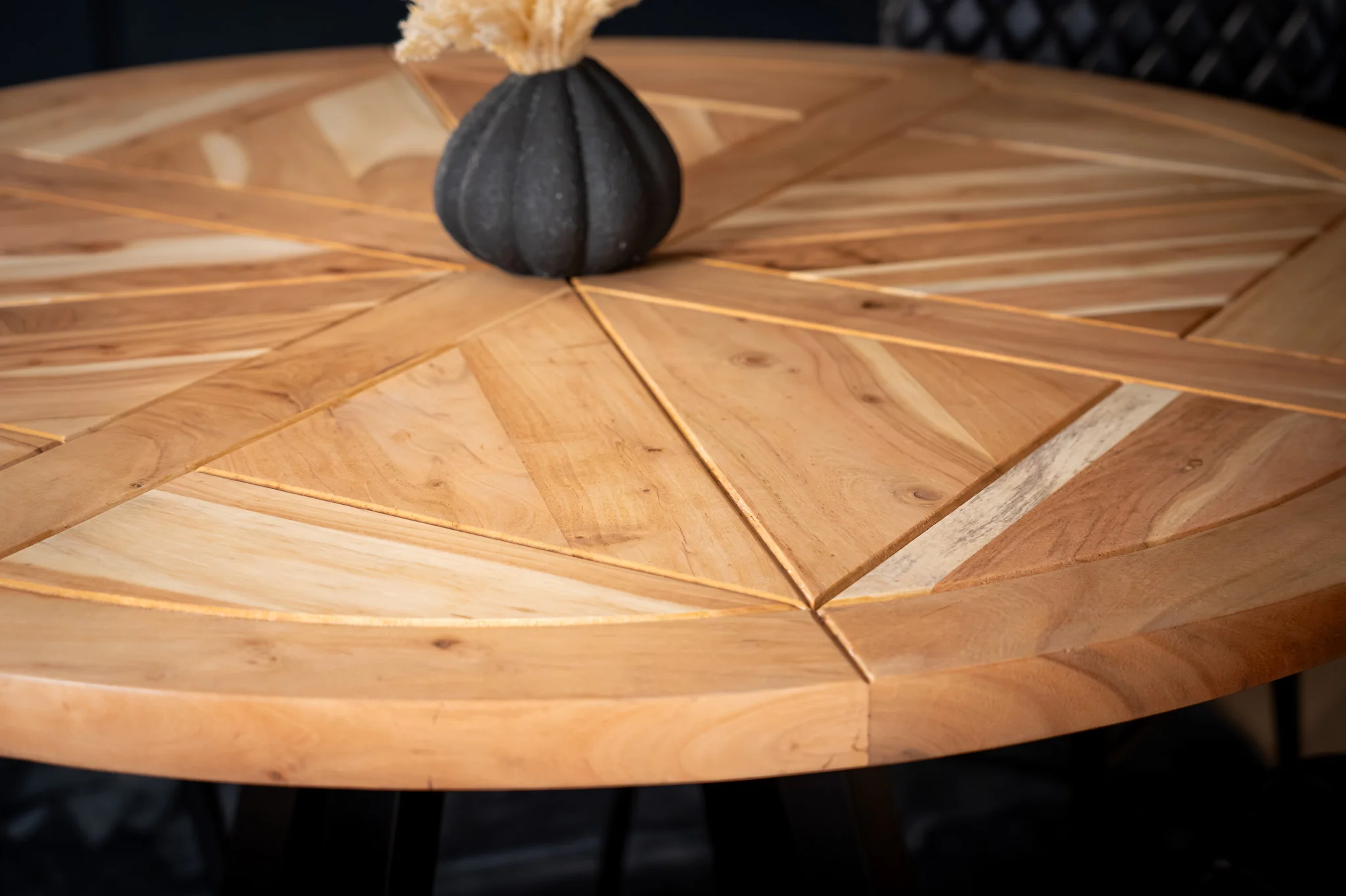 Solid Acacia Wood Round Dining Table 125cm – Venice Star Base - Image 4