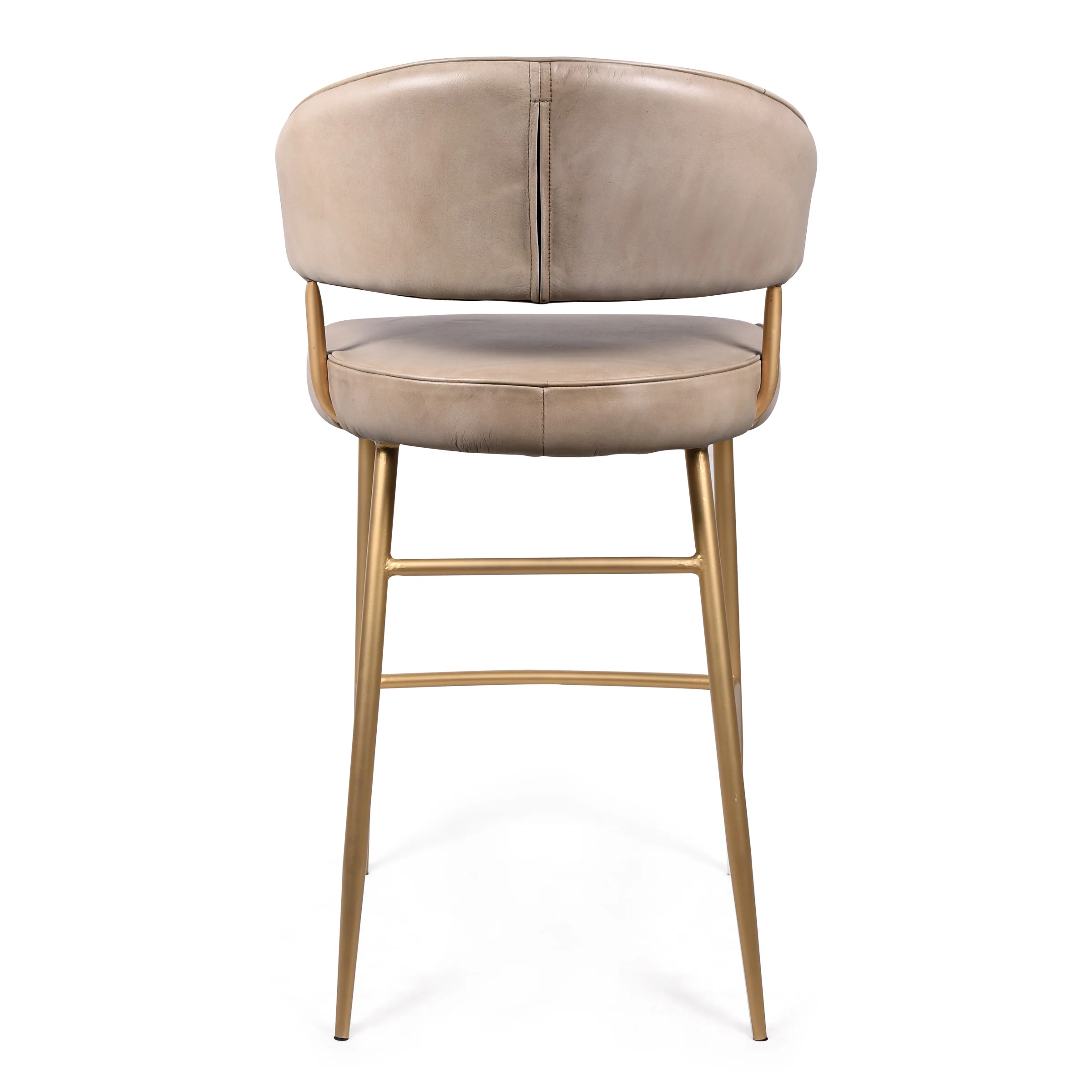 Genuine Leather Bar Stool Beige with Gold Legs – Vienna - Image 5