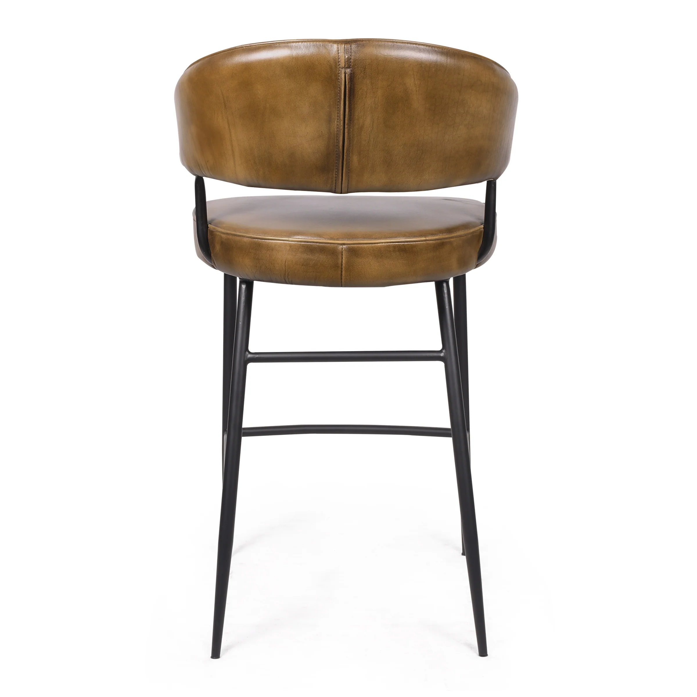 Genuine Leather Bar Stool Vintage Brown with Black Legs – Vienna - Image 5