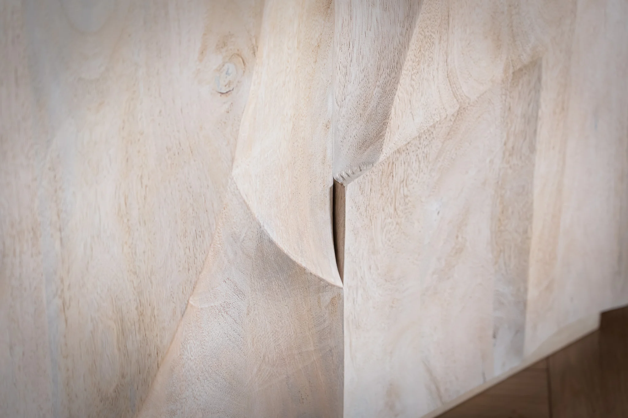 Solid Mango Wood Sideboard White 213 cm – White Mountain 3D Carved Front - Image 5