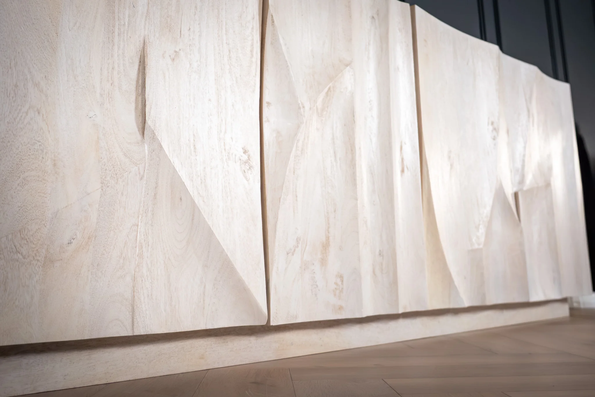 Solid Mango Wood Sideboard White 213 cm – White Mountain 3D Carved Front - Image 6