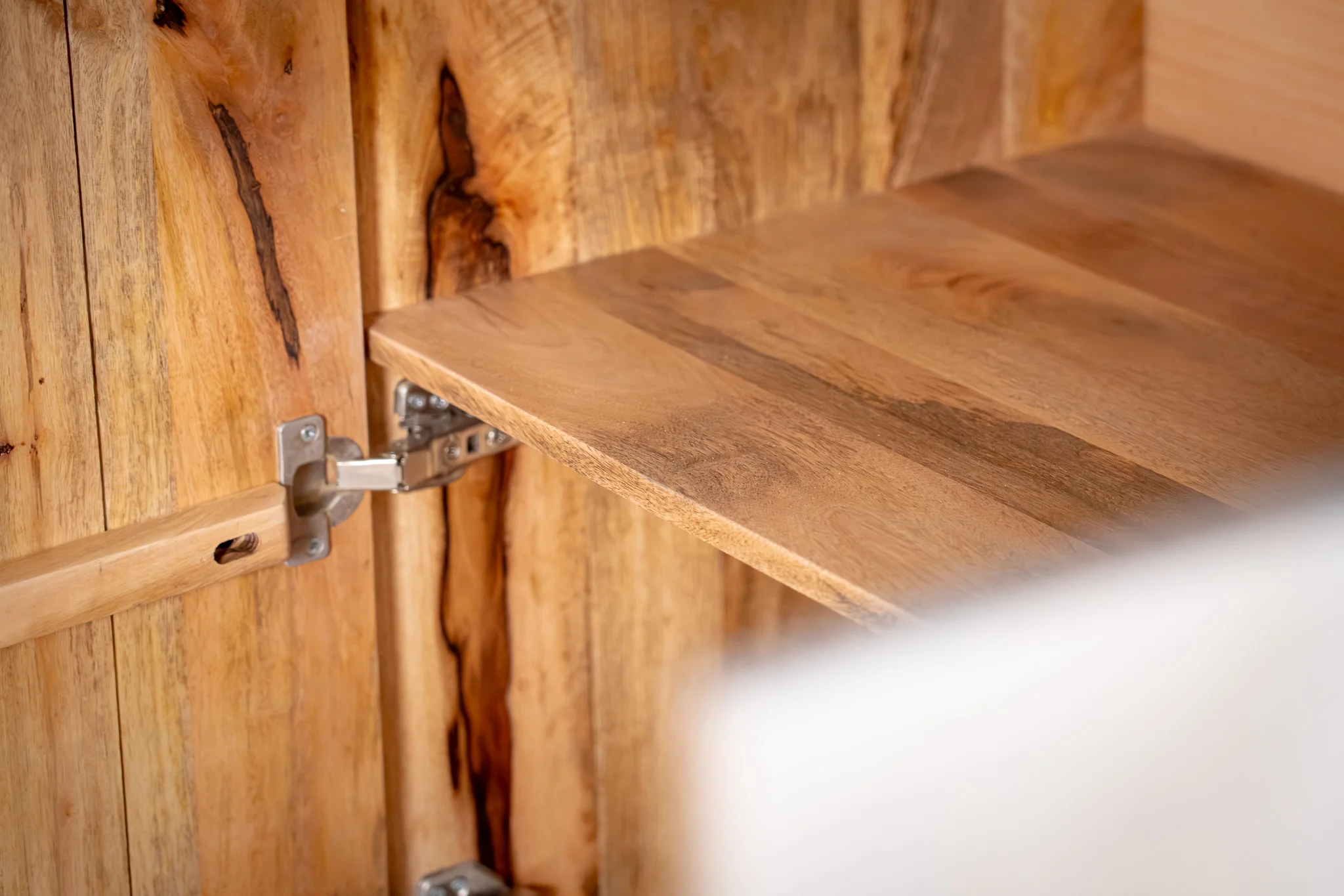 Solid Mango Wood Sideboard White 213 cm – White Mountain 3D Carved Front - Image 9