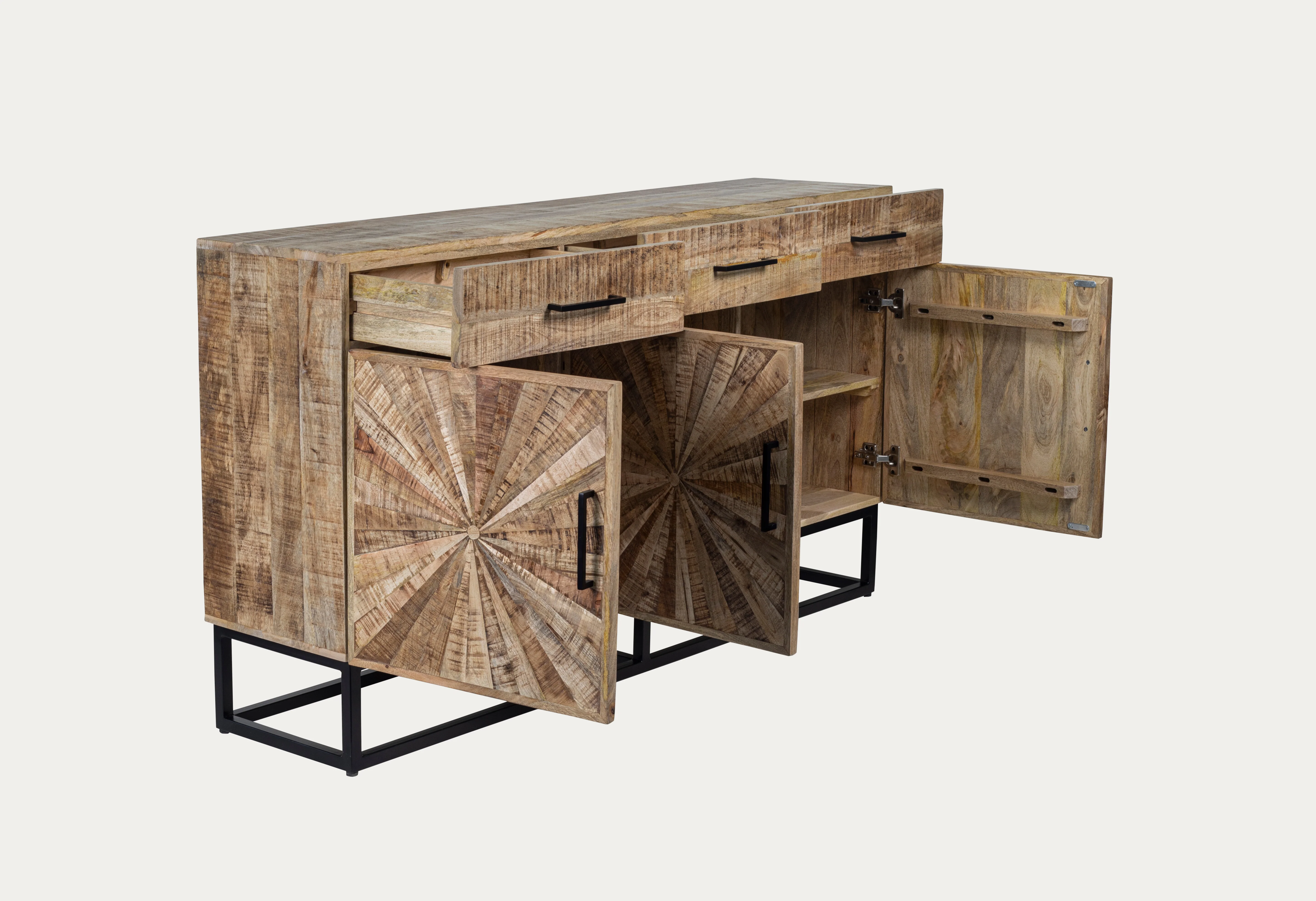 Solid Mango Wood Sideboard with Mosaic Front 160 cm – Artisan - Image 4