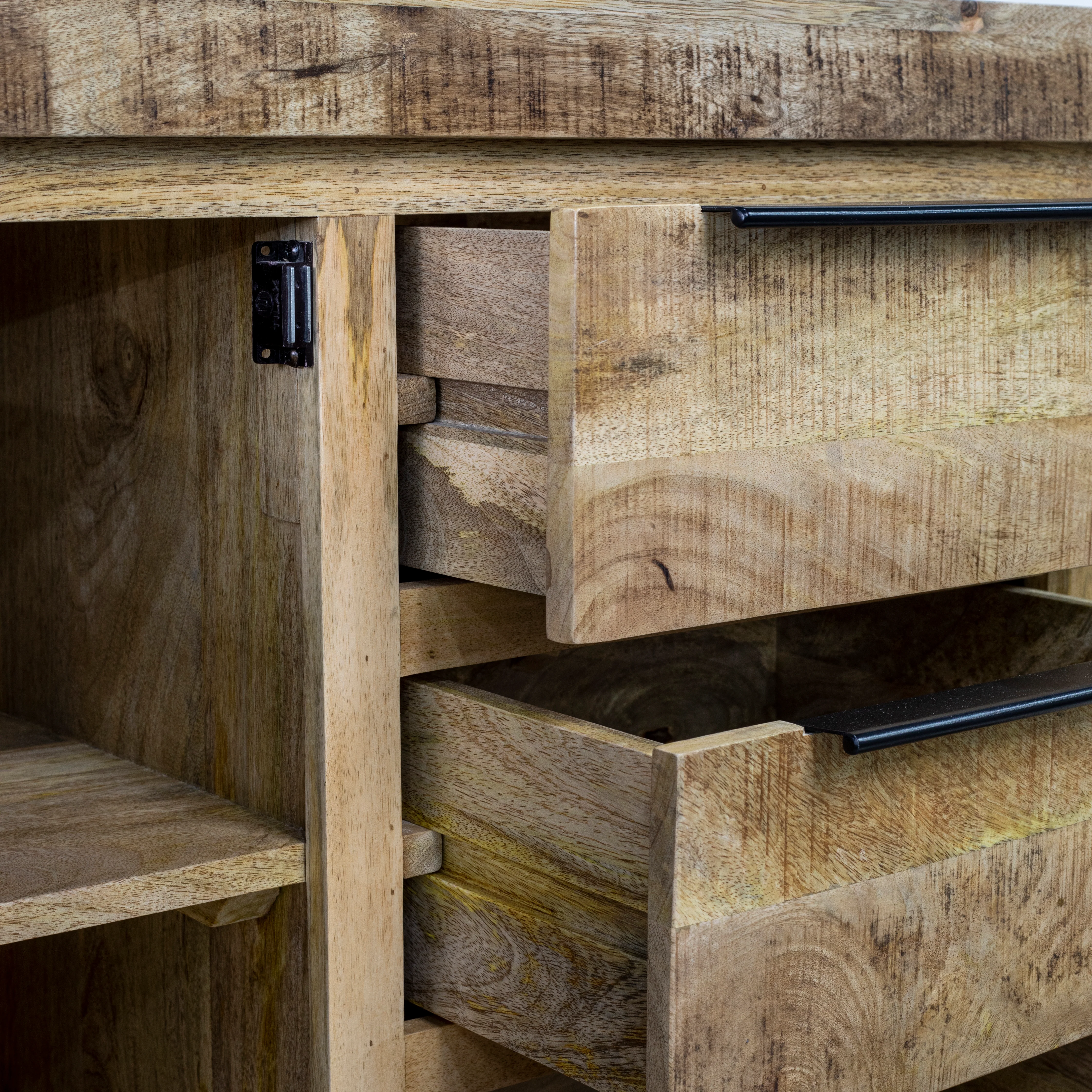 Solid Mango Wood Sideboard Natural Brown 174 cm – Woodland - Image 13