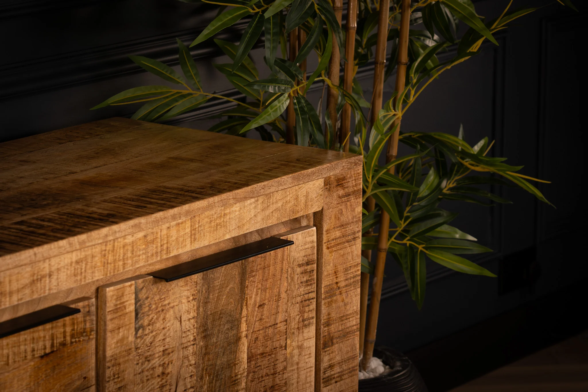 Solid Mango Wood Sideboard Natural Brown 174 cm – Woodland - Image 4