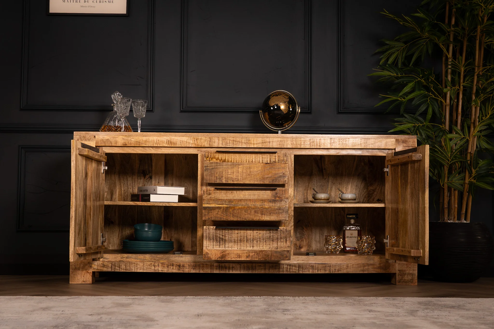 Solid Mango Wood Sideboard Natural Brown 174 cm – Woodland - Image 5