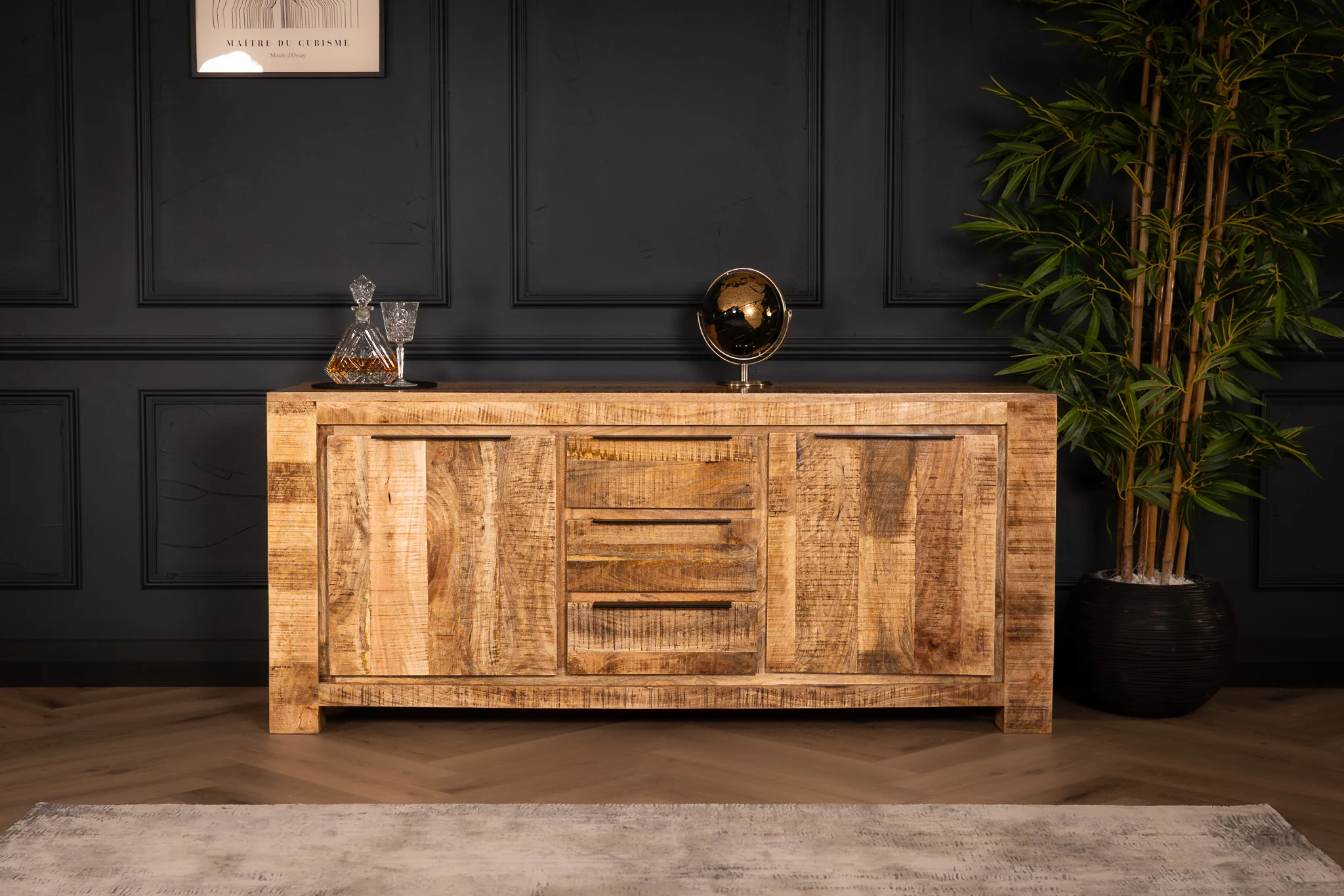 Solid Mango Wood Sideboard Natural Brown 174 cm – Woodland - Image 6