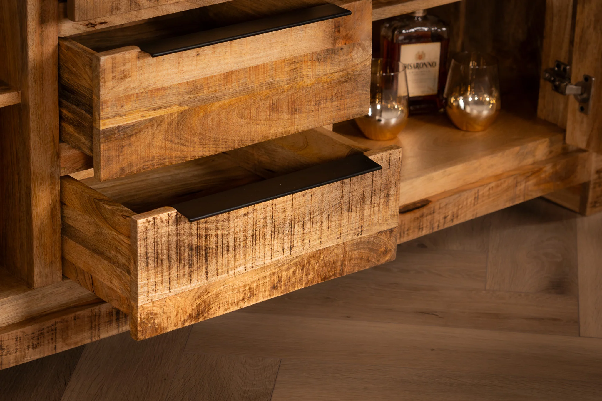 Solid Mango Wood Sideboard Natural Brown 174 cm – Woodland - Image 8